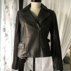 Genuine leather moto jacket